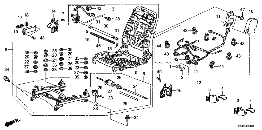 Honda 81136-TA0-A73 Rear Front Seat Frame 81136-TA0-A73 Honda Rear Front Seat Frame