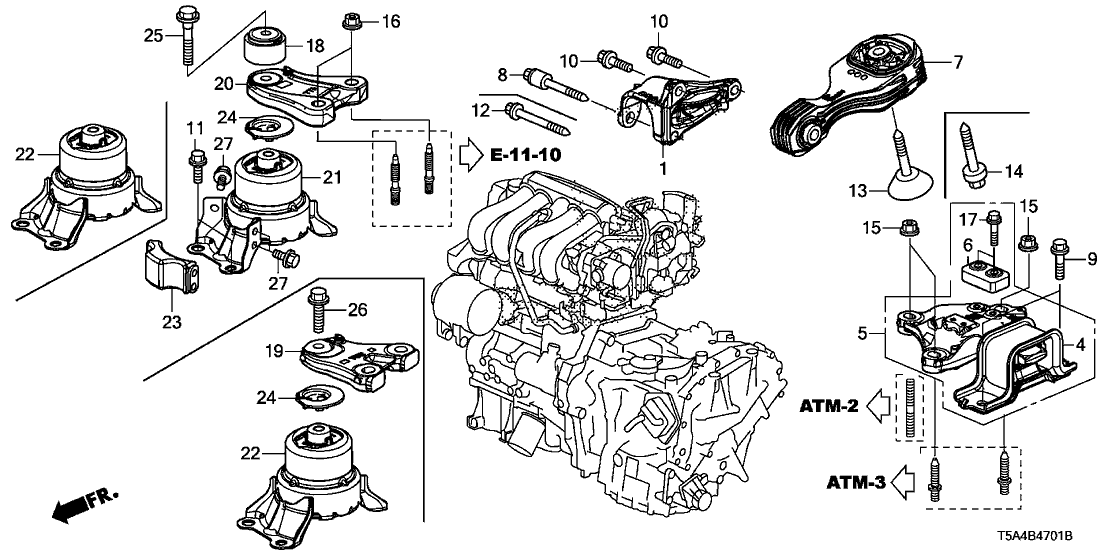 Honda 50852-T5R-A01 Weight, Transmission Mounting