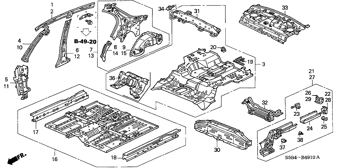 Honda 04655-S5B-L00ZZ Panel Set, RR. Floor