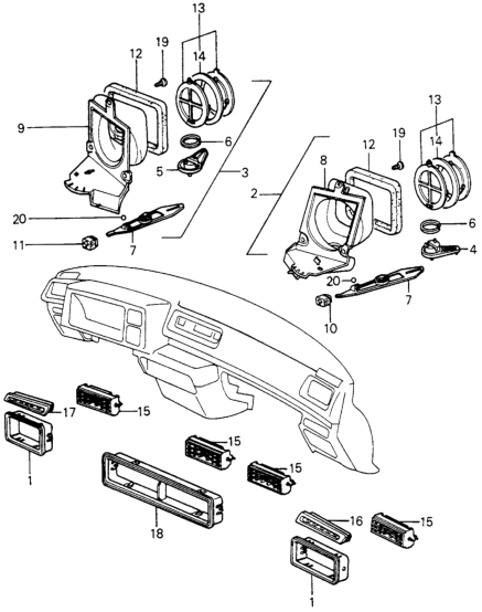 Honda 64432-SA0-670 Knob, L. Vent