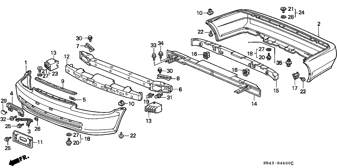 Honda 71570-SR1-A00 Absorber, RR. Bumper