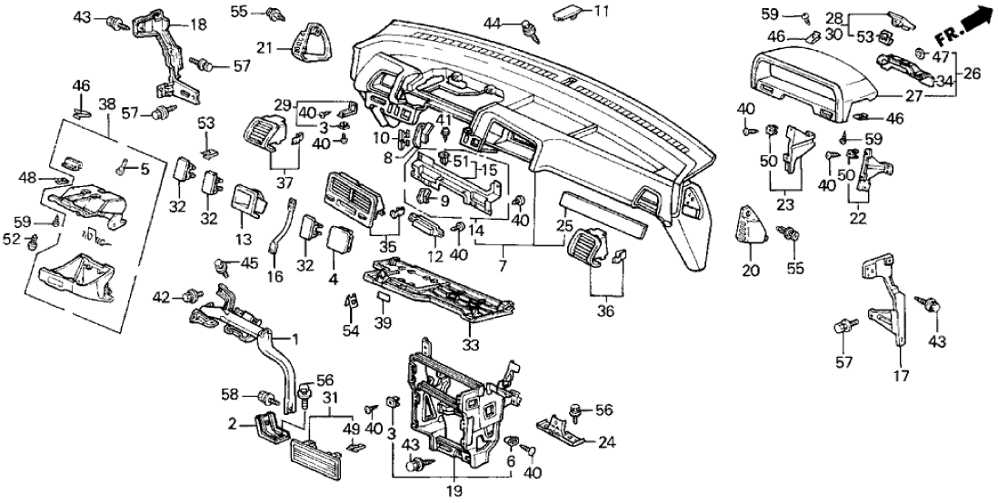 Honda 77151-SH2-A01 Frame, FR. Console Instrument Center