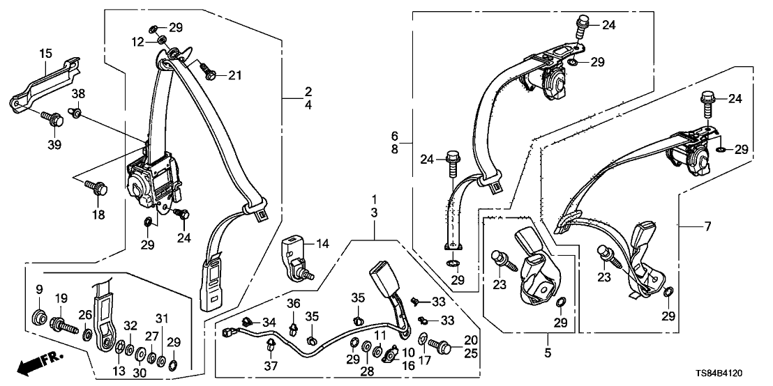 Honda 04826-TS8-A01ZA Buckle Set *NH598L*