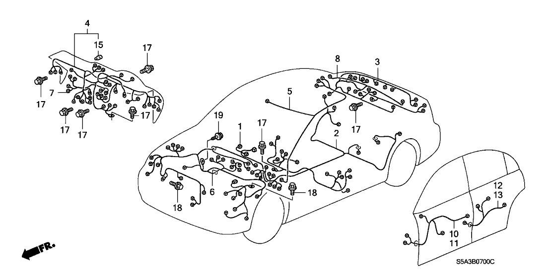 Honda 32107-S5W-A13 Wire Harness, Floor