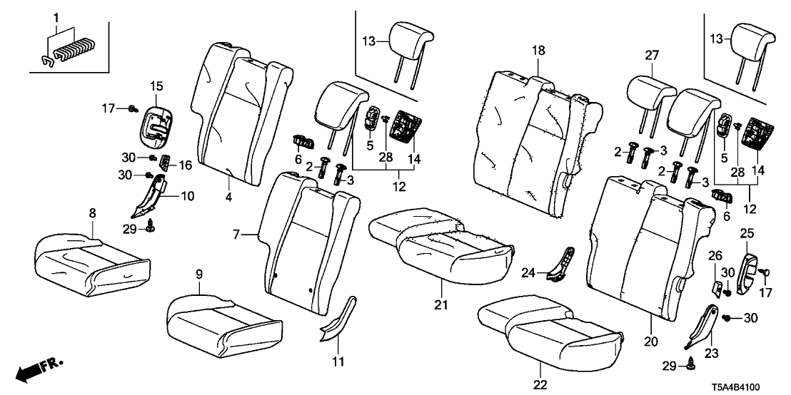 Honda 82521-TST-A91ZA Cover, Left Rear Seat-Back Trim (Deep Black) (Leather)