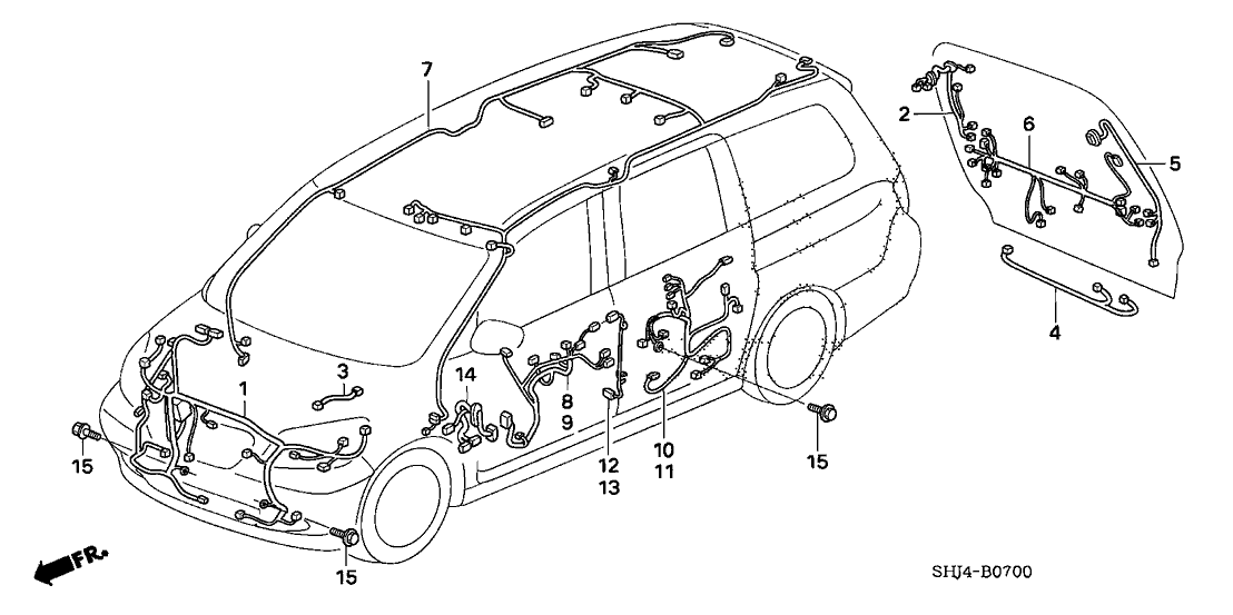 Honda 32754-SHJ-A20 Wire Harness, R. Slide Door