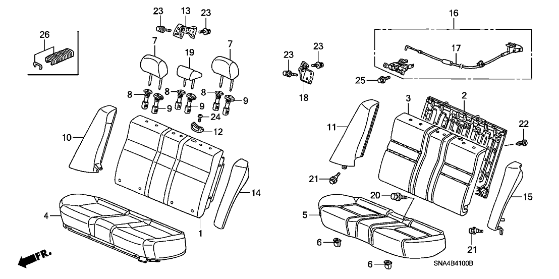 Honda 82940-SNA-A11ZA Headrest Assy., RR. Center *NH598L* (ATLAS GRAY)