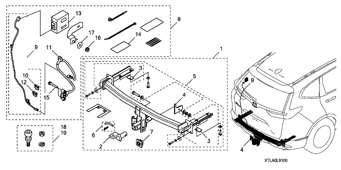 Honda 08L91-TLA-10031 Harness, Trailer Socket