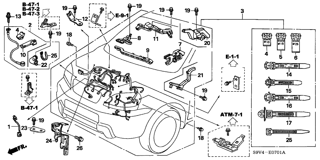 Honda 32747-PVJ-A01 Clamp G, Engine Wire Harness