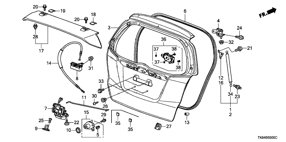 Honda 74899-TF2-003 Damper, Tailgate Dynamic