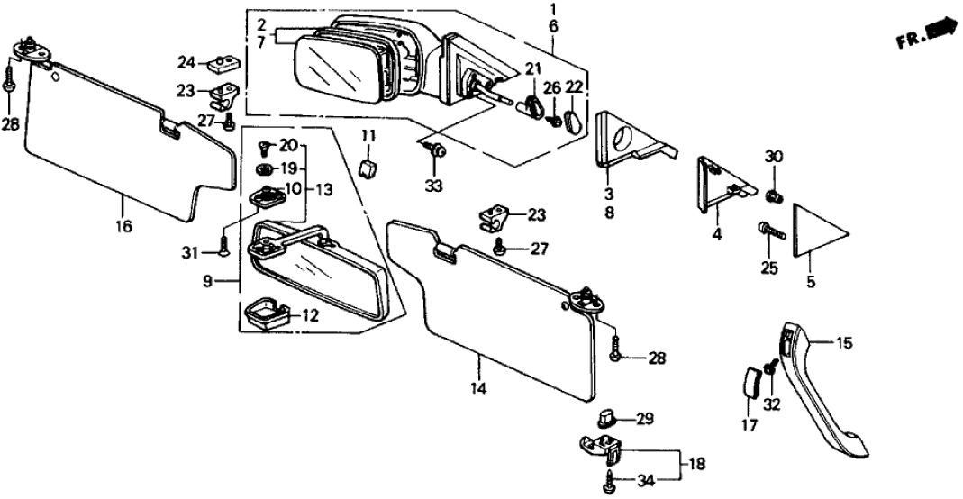 Honda 83280-SH2-A40ZB Sunvisor Assembly, Driver Side (Half Black)