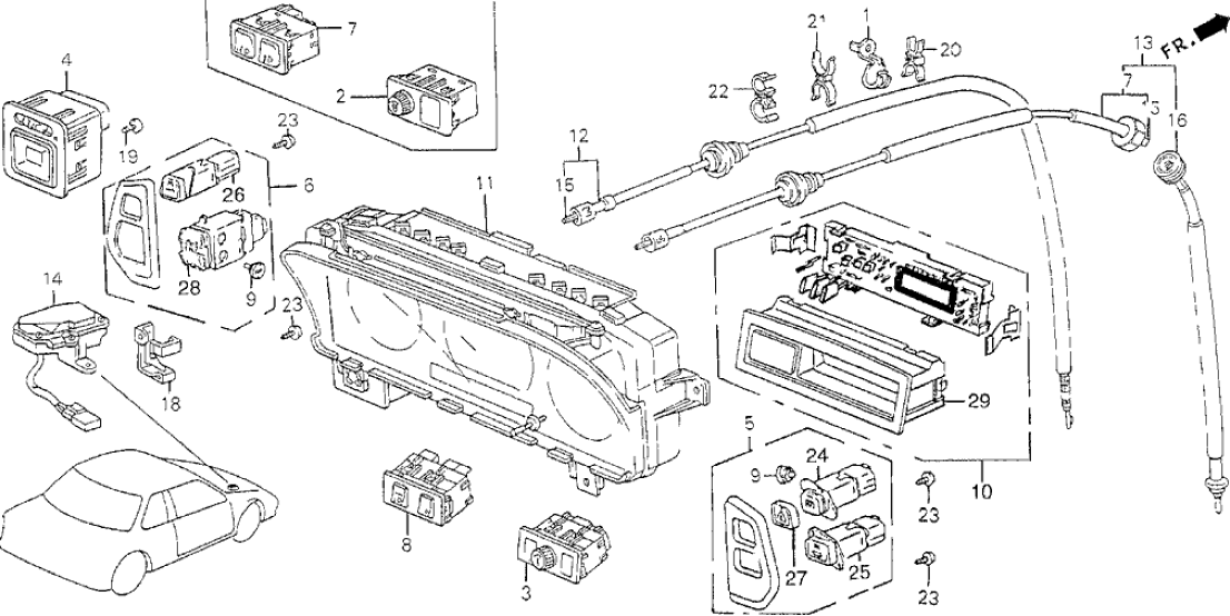 Honda 35510-SF1-A51 Switch Assembly, Rear Hazard & Defroster
