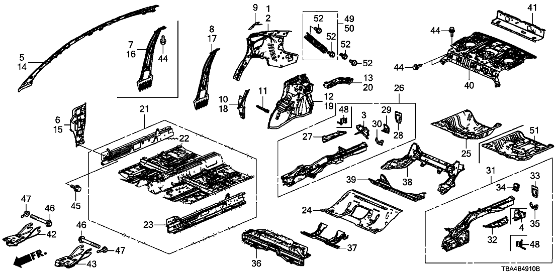 Honda 64703-TBF-A00ZZ Stiffener, L. RR. Panel (Inner)