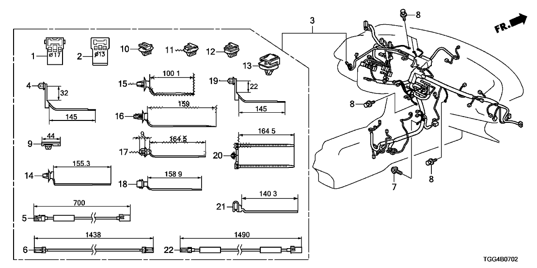 Honda 32117-TGG-A40 WIRE HARN INST