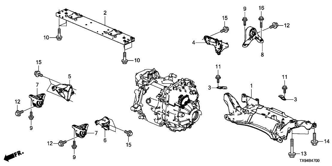 Honda 50620-TX9-A01 Bracket, R. Motor Mounting