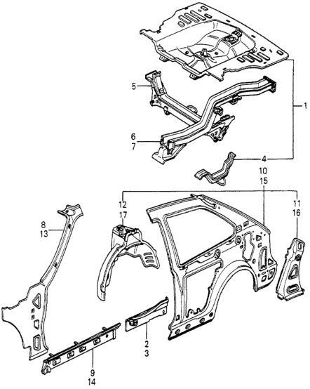 Honda 70670-671-672ZZ Panel, L. RR. (Inner)