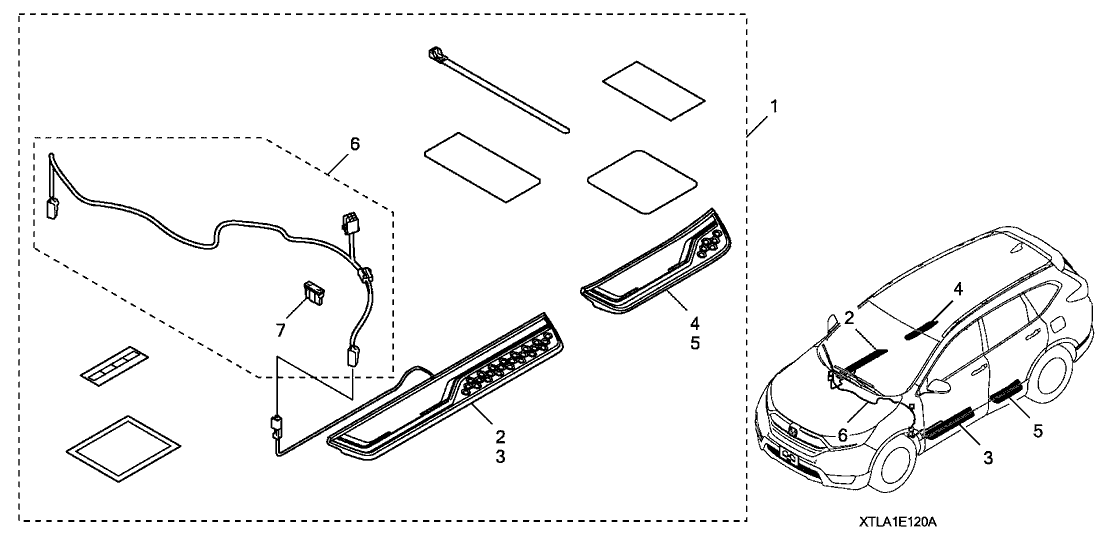 Honda 08E12-TLA-1M002 Garnish Assy., L. FR. Side Step Illuminated