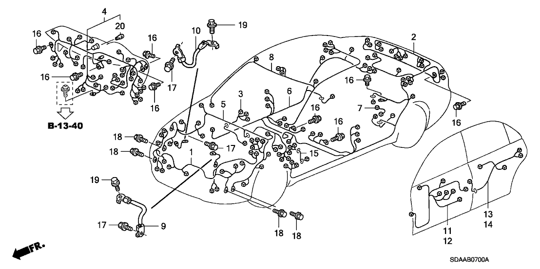 Honda 32155-SDA-A82 Wire, Interior & Sunroof