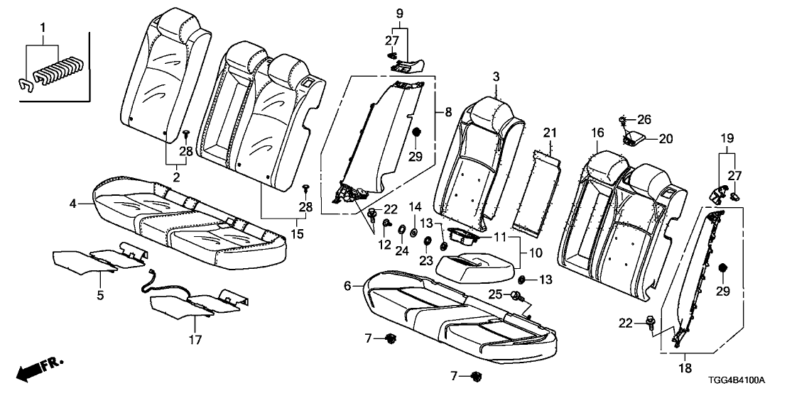 Honda 82131-TGG-A82ZJ Cover, Rear Seat Cushion Trim (Type U) (Leather)