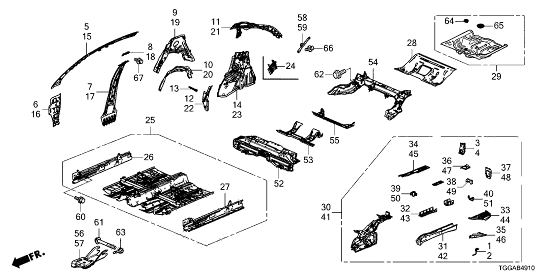 Honda 65634-TGG-A00ZZ Bulkhead, R. RR. Frame End