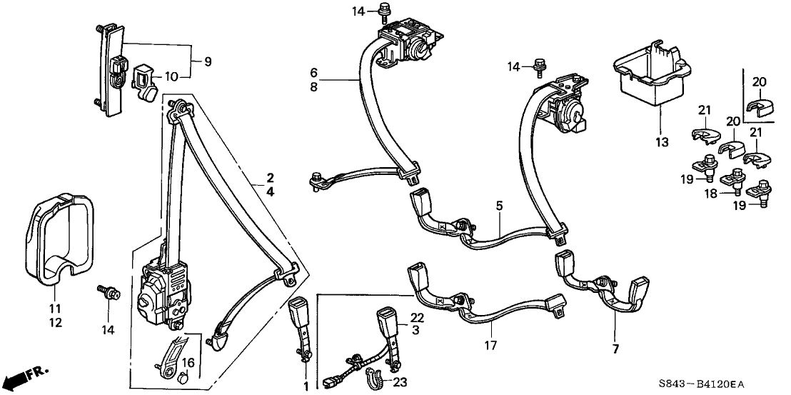 Honda 04814-S4K-A31ZA Outer Set, Right Front Seat Belt (Lapis)