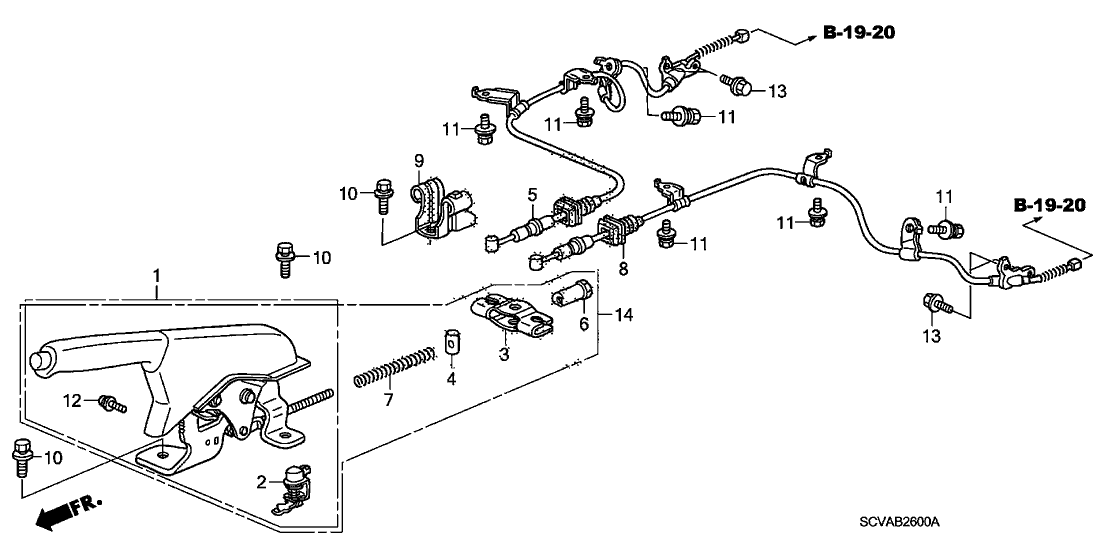 Honda 47105-SCV-A02ZA Lever Assy., Parking Brake *NH167L* (GRAPHITE BLACK)