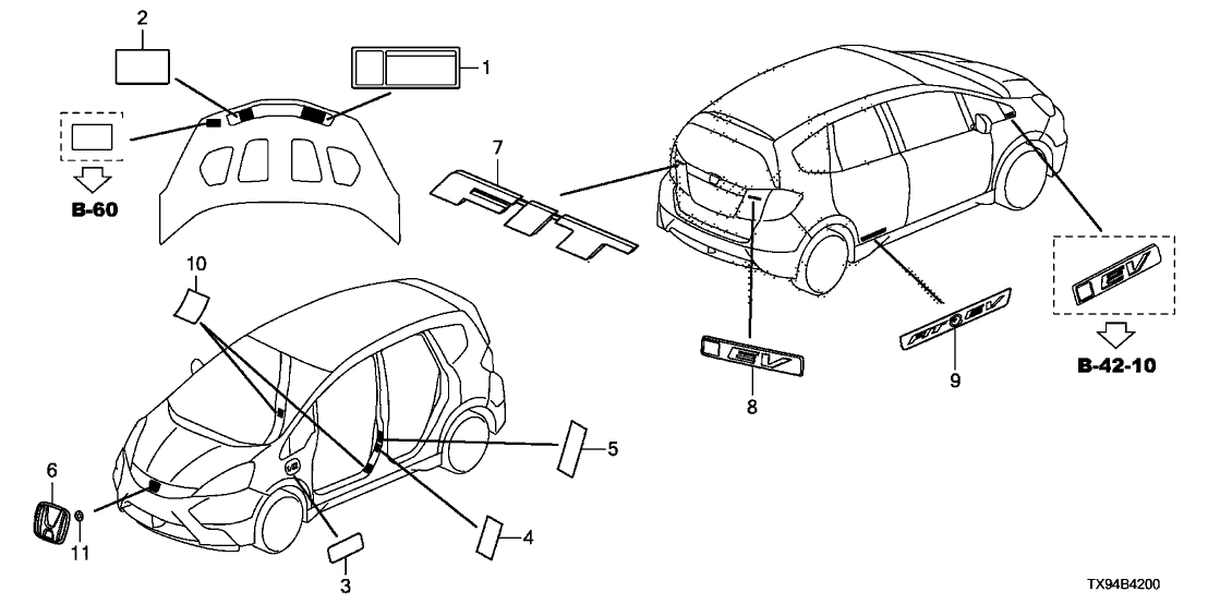 Honda 75736-TX9-A01 Sticker, Side (Fit Ev)