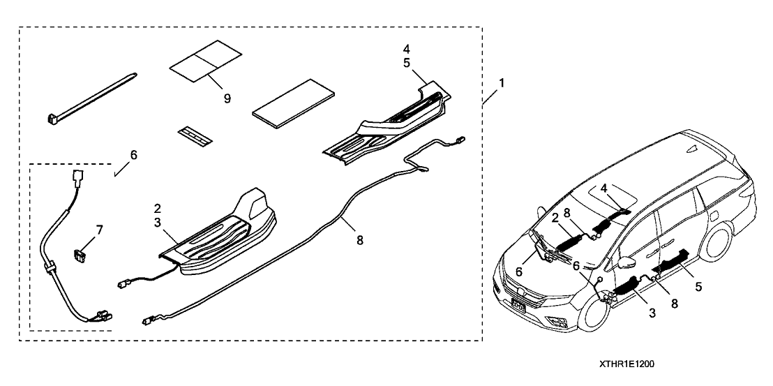 Honda 08E12-THR-1M004 Garn Assy L, RR Step