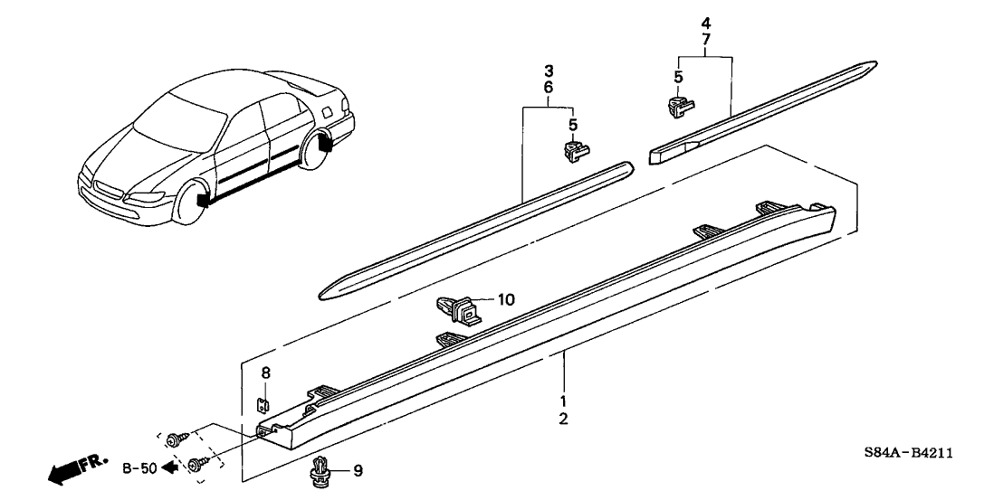 Honda 71850-S84-A30ZJ Garnish Assy., L. Side Sill *G508P* (NOBLE GREEN PEARL)