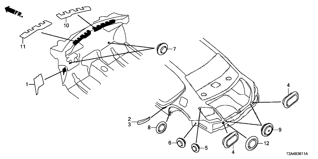 Honda 74230-T2A-A00 Insulator, R. Dashboard (Upper)