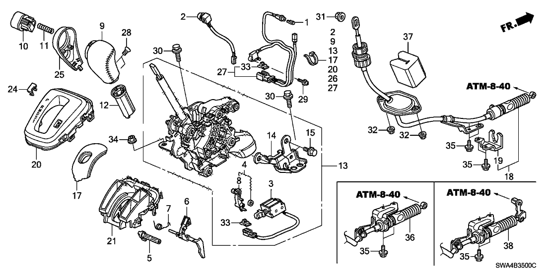 Honda 54203-SYA-982 Bracket, R. Fixing