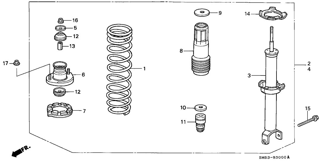 Honda 52620-SM5-A03 Shock Absorber Assembly, Left Rear