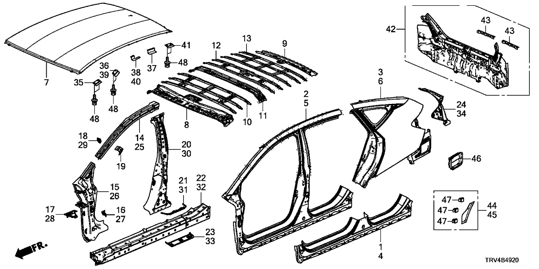 Honda 04646-TRV-A00ZZ Panel Set, L. RR. (Outer)