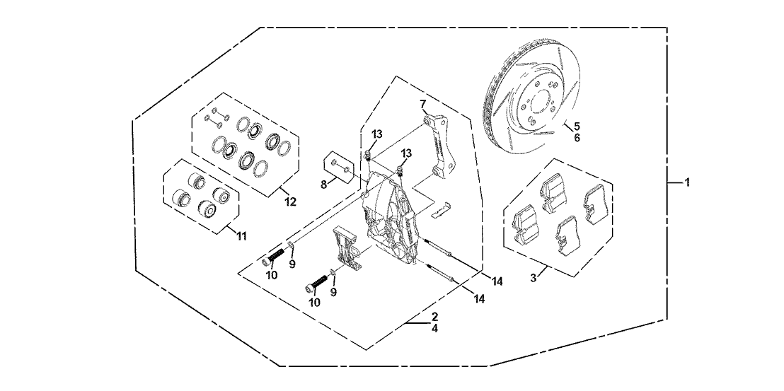 Honda 45019-F27S-A02 Caliper Sub-Assembly, Left Front