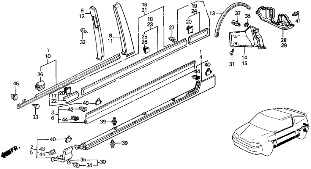 Honda 75320-SH2-A01 Protector Set, L. Side