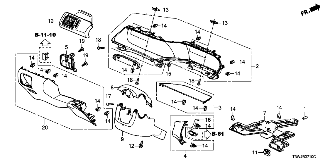 Honda 77209-T2F-A31ZA Lid Assy., Visor (Lower) *NH167L* (GRAPHITE BLACK)