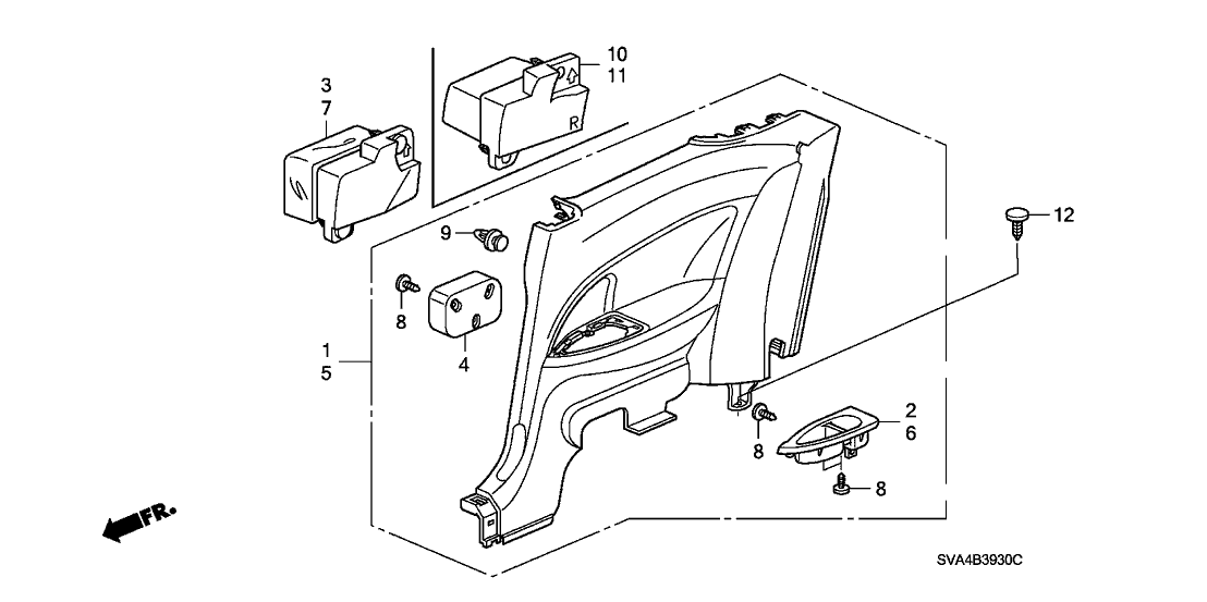 Honda 83780-SVA-A11ZC Lining Assy., L. Side *YR327L* (PEARL IVORY)