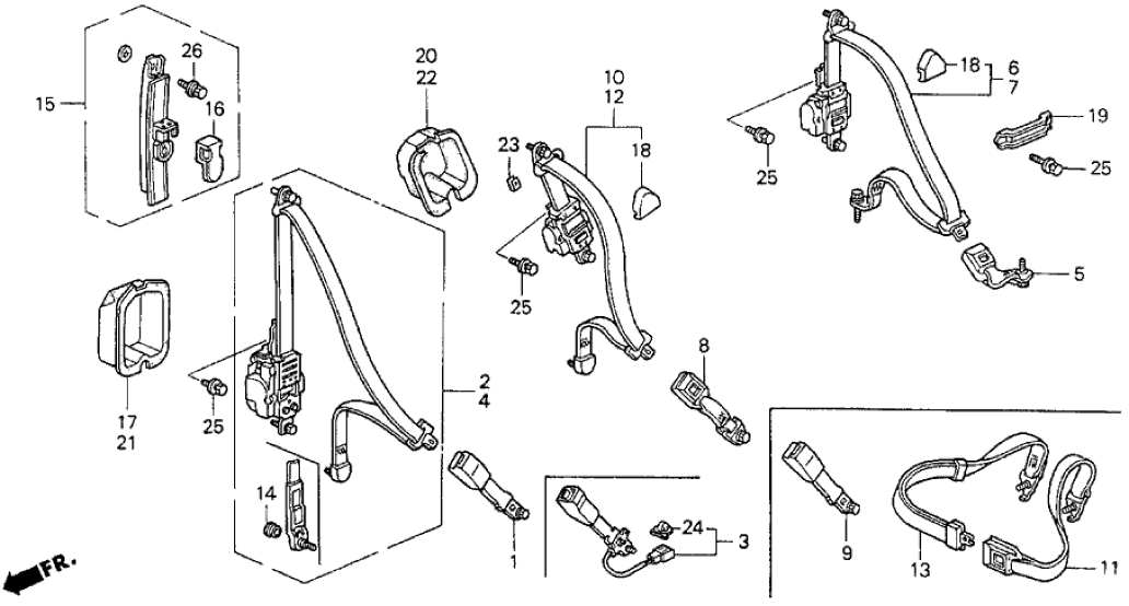 Honda 04818-SX0-A04ZB Outer Set, Left Front Seat Belt (Excel Charcoal)