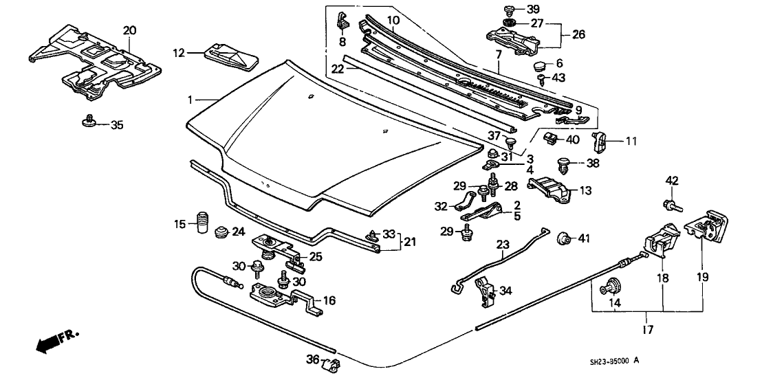 Honda 60170-SH3-000ZZ Hinge, Driver Side Hood