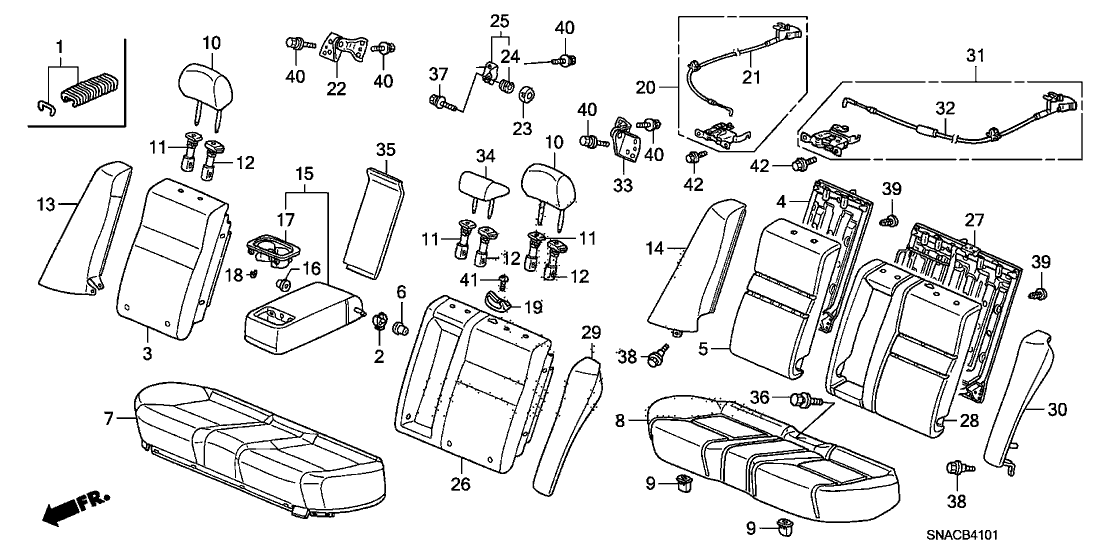 Honda 82556-SNB-E01 Frame, L. RR. Seat-Back Side