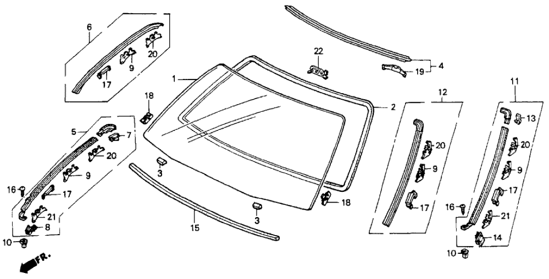 Honda 73152-SM2-A03 Molding Assy., R. FR. Windshield Side & Corner