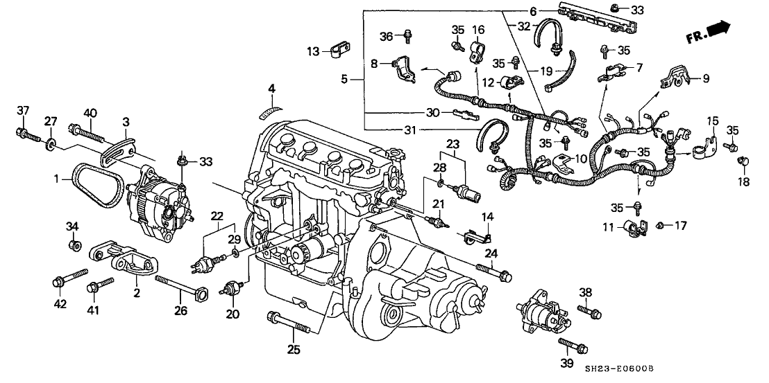 Honda 32110-PM6-A02 Sub-Wire, Engine