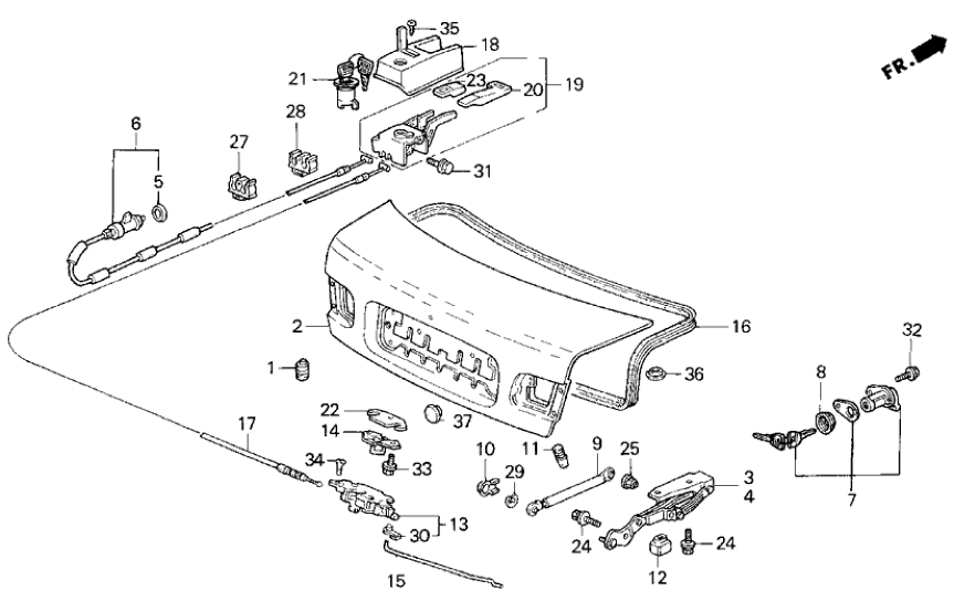 Honda 68610-SR4-010ZZ Hinge, R. Trunk