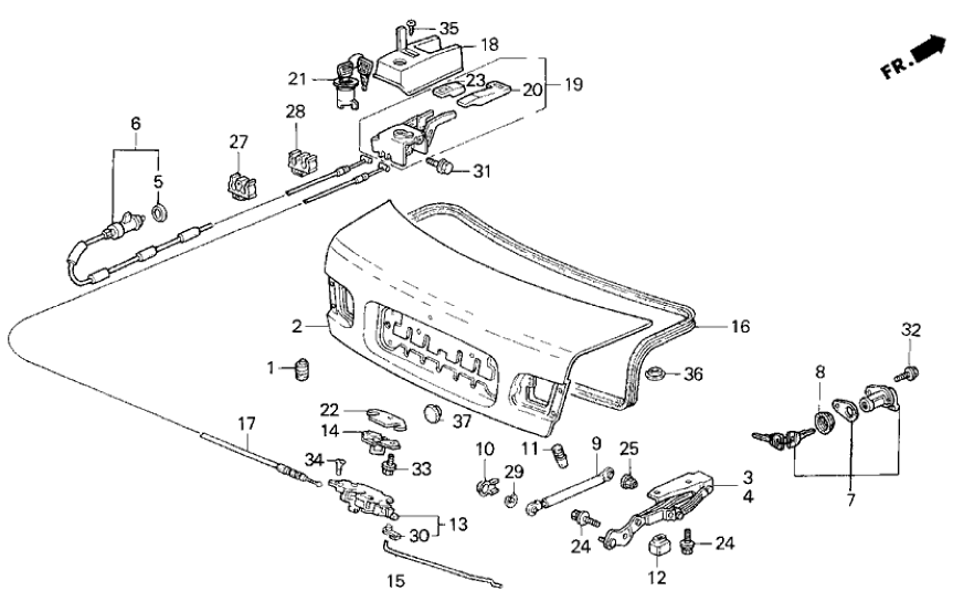 Honda 68610-SR4-000ZZ Hinge, R. Trunk