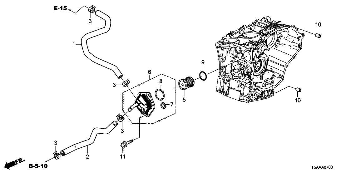 Honda 19422-5R0-000 Hose, Cvtf Warmer Outlet