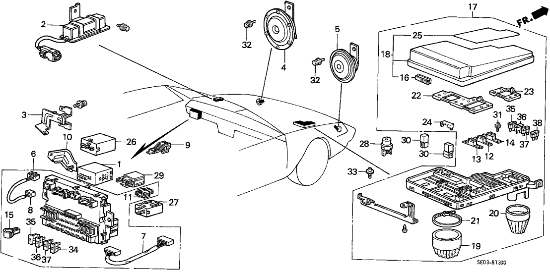 Honda 38250-SE0-A01 Box Assembly, Main Fuse