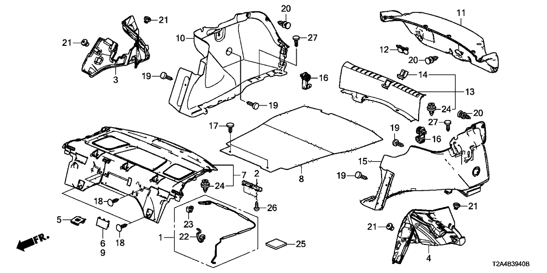 Honda 84630-T2A-A01ZA Lining, Trunk Lid *NH85L* (GRAY ELEVEN)