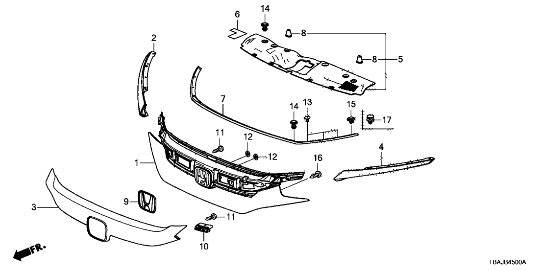 Honda 71124-TEG-J01 Extension Assy., R. FR. Grille