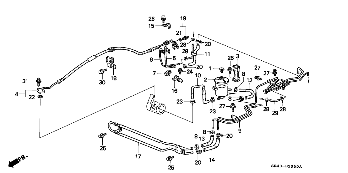 Honda 53736-SR3-950 Holder, Power Steering Pipe