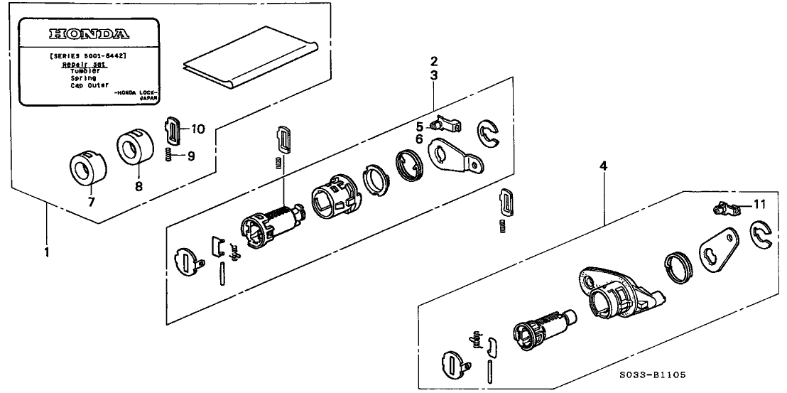 Honda 06721-S04-003 Cylinder Kit, R. Door